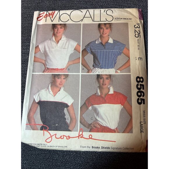 Vintage 1983 McCalls 8565 Easy Polo Shirt Sewing Pattern Misses Size Large Uncut - Picture 5 of 5